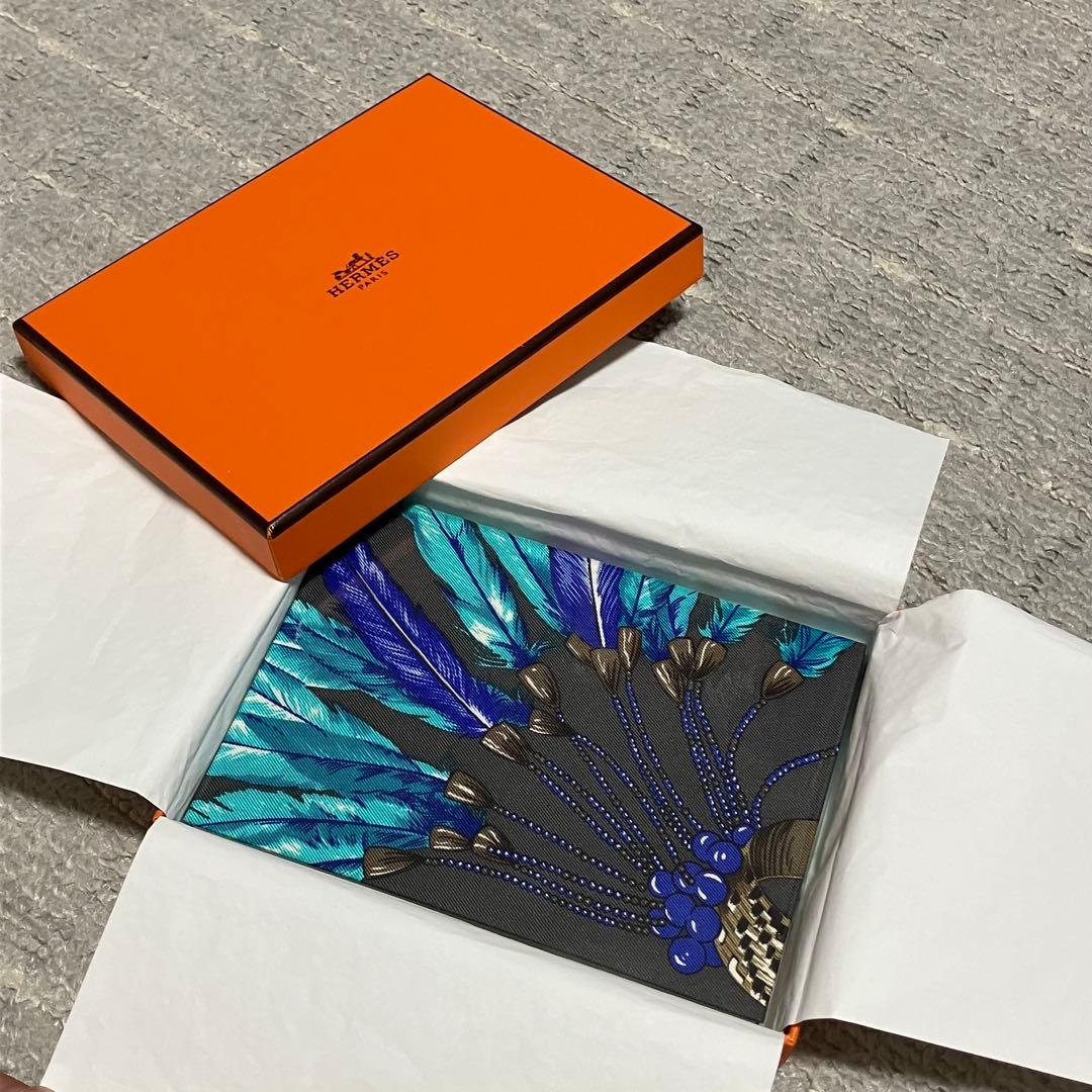 未使用！エルメス［ノート］シルク　メモ帳　ブラジル　羽根柄　しおり　HERMES
