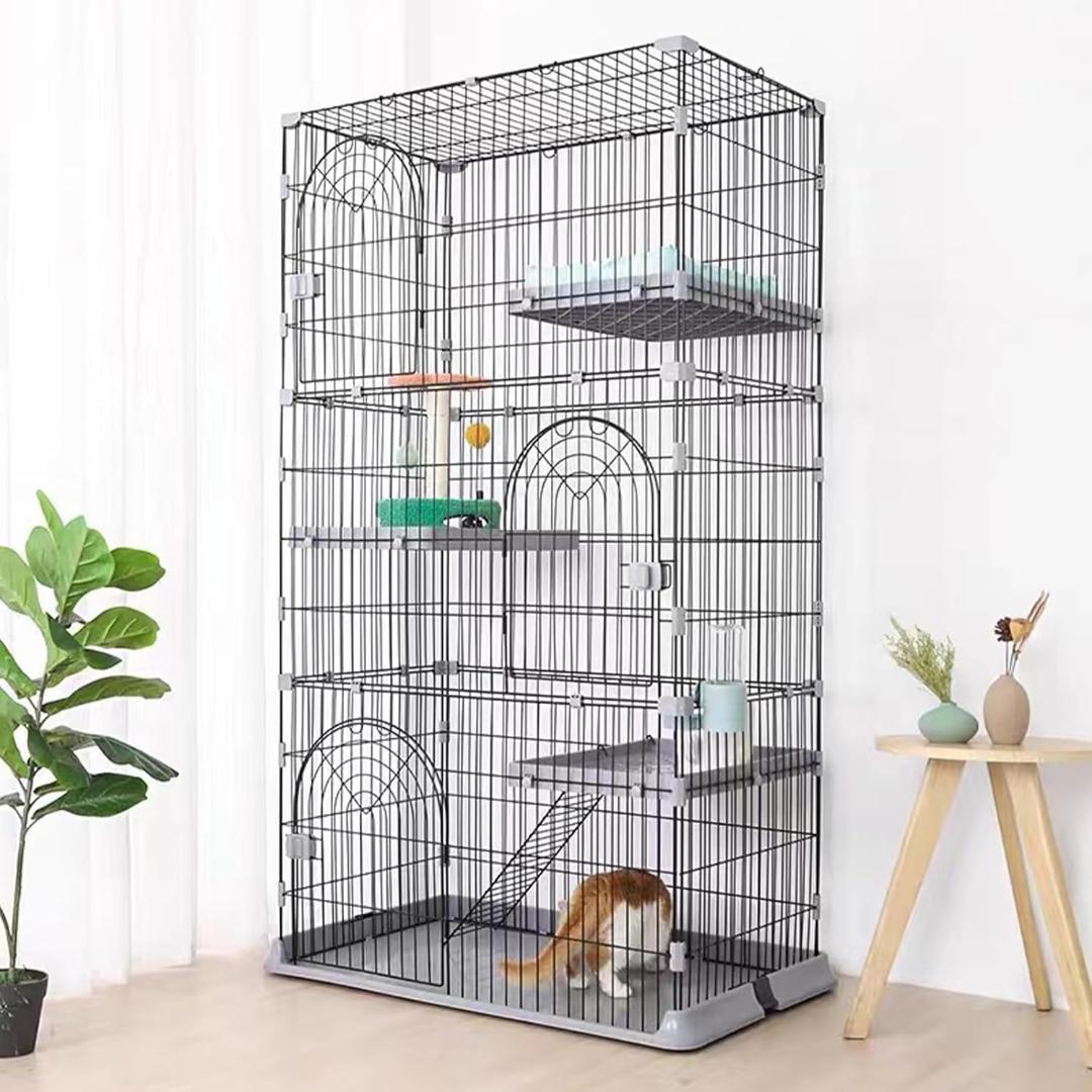 猫ケージ キャットケージ 3段 スリム 大型猫用 ペットケージ ワイド扉付き