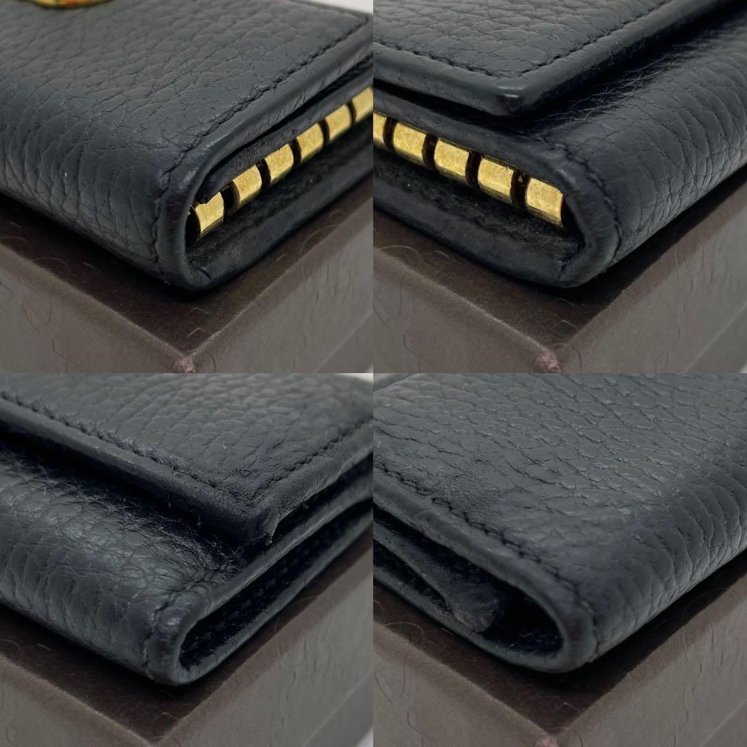 【美品/箱付き】グッチ 456118・0959 GGマーモント キーケース 黒
