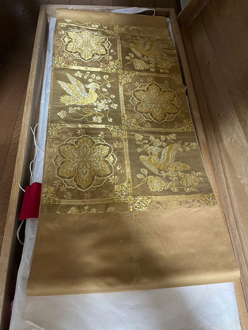 か*る様 【桐箱付】きものやまと振袖セット 黒・金・赤　梅柄　金帯