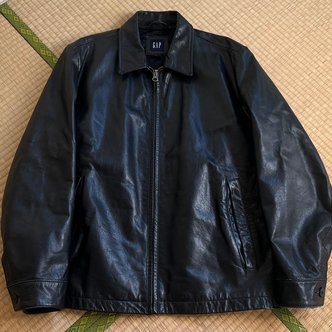 GAP ブラック レザージャケット シングルライダースジャケット