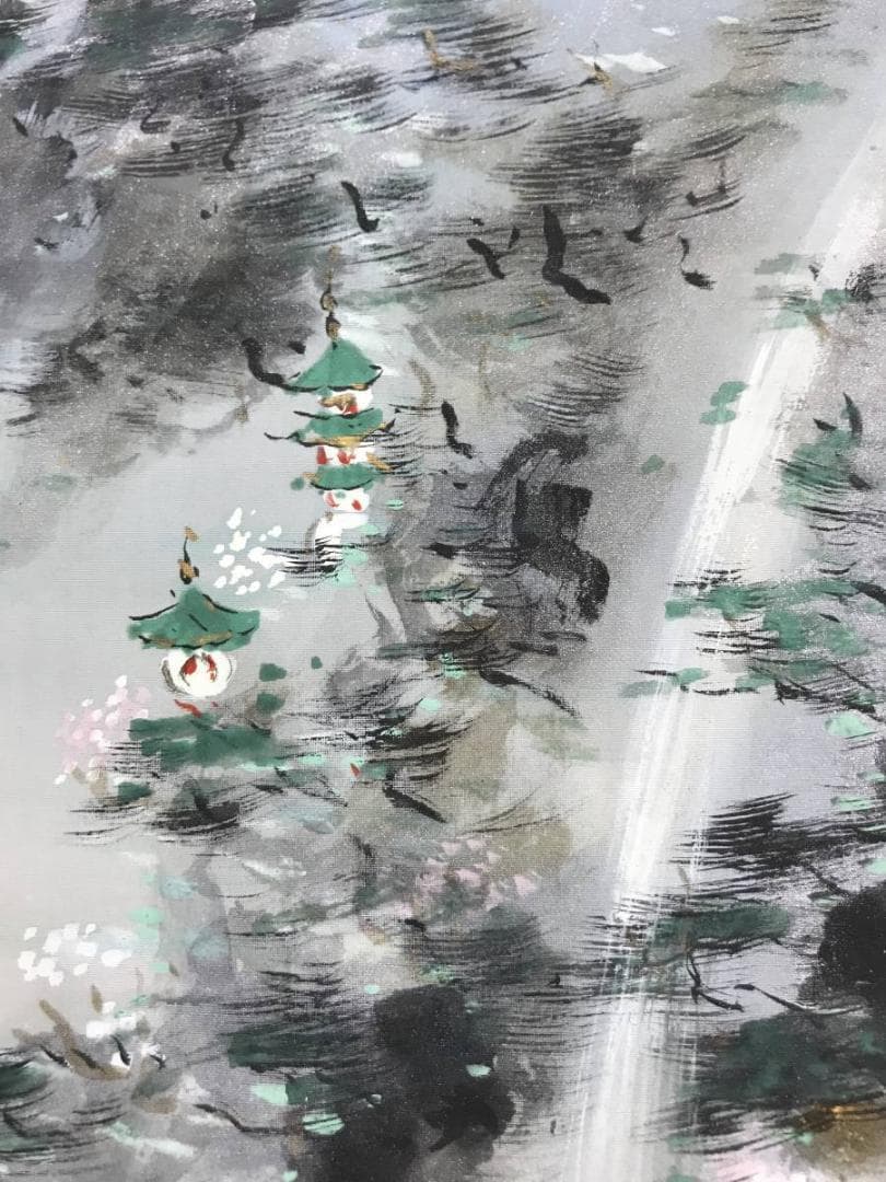 作者不詳/蓬莱山図/山水図/祝事山水図/掛軸/名家伝来/AD-124
