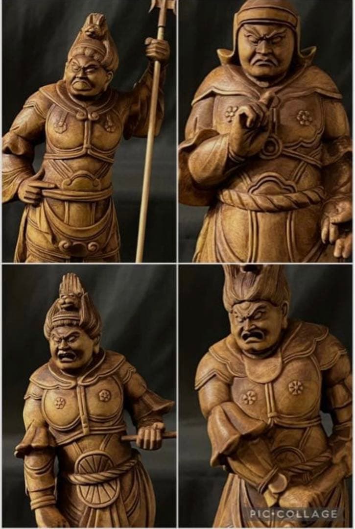 総柘植材 精密細工 古美術 時代木彫 仏教美術 薬師12神将像一式