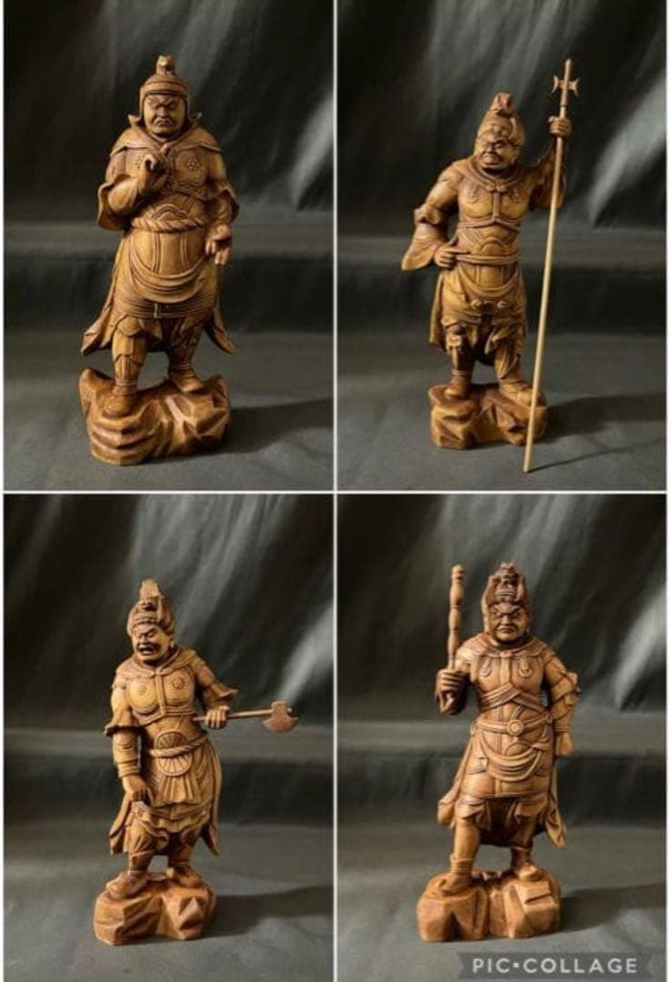 総柘植材 精密細工 古美術 時代木彫 仏教美術 薬師12神将像一式
