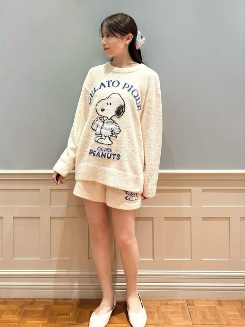 ジェラートピケ PEANUTS ジャガードプルオーバー＆ショートパンツセット
