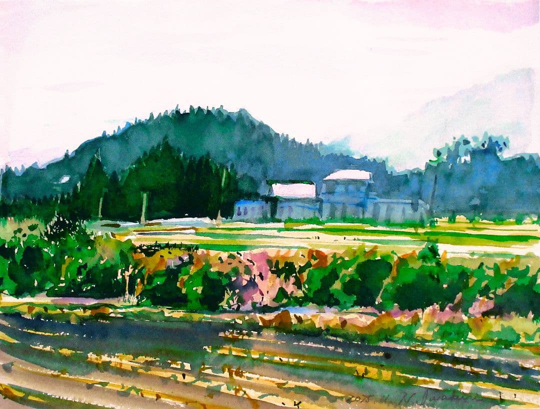 風景 水彩画 フレーム付き F6サイズ 原画