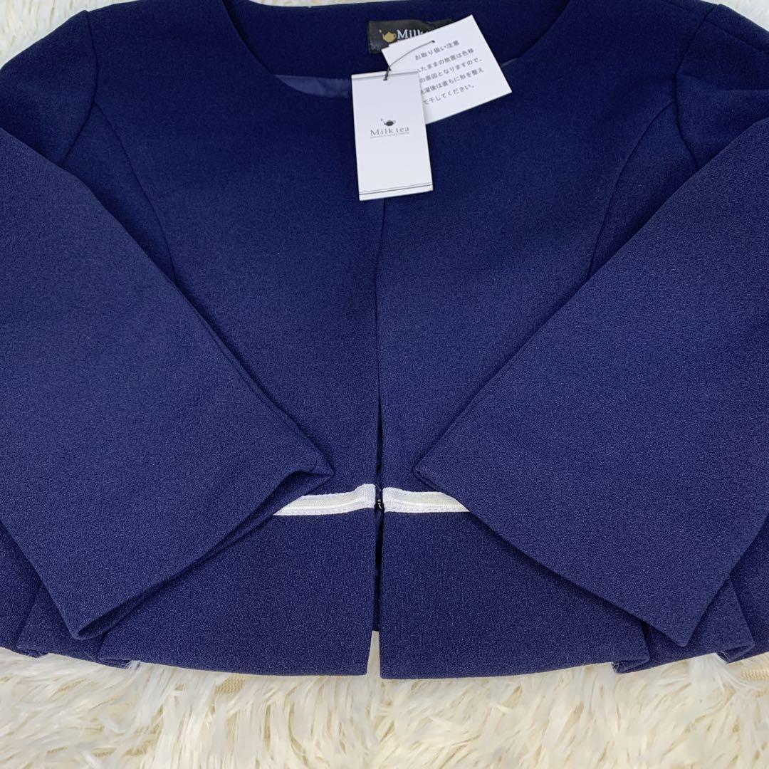 新品★ミルクティー　セットアップ　ネイビー　授乳ワンピース　フォーマル　M