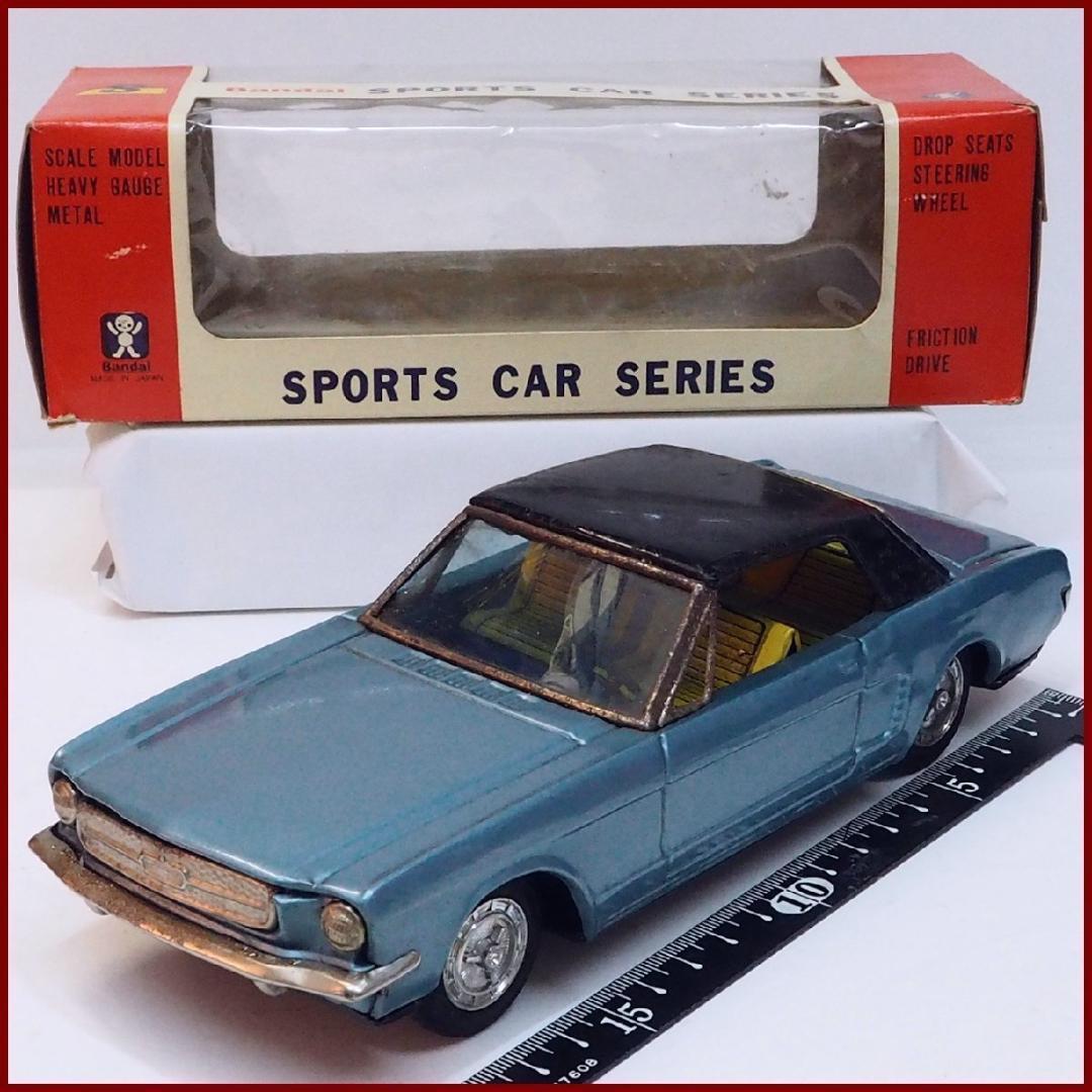 旧バンダイ【 フォード マスタング青】ブリキ自動車 tin toy car 箱付
