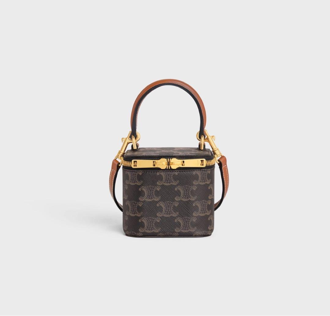 CELINE ミニバニティーケース トリオンフキャンバス＆カーフスキン