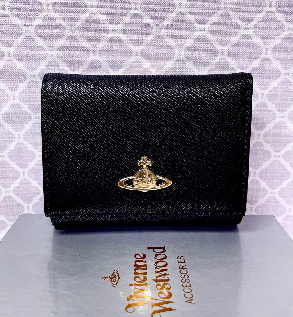 【大人気♡ショッパー付】新品 ヴィヴィアン・ウエストウッド　三折り財布 ブラック