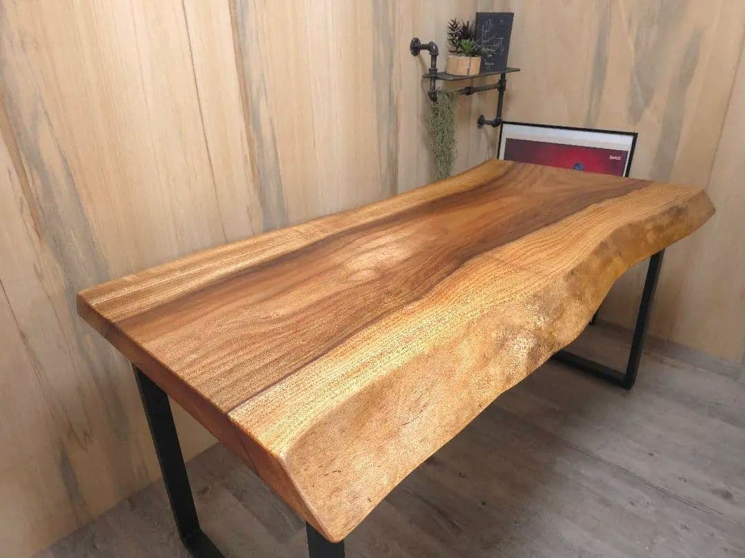 新品 楠 一枚板 ダイニングテーブル アイアン家具 リビングテーブル