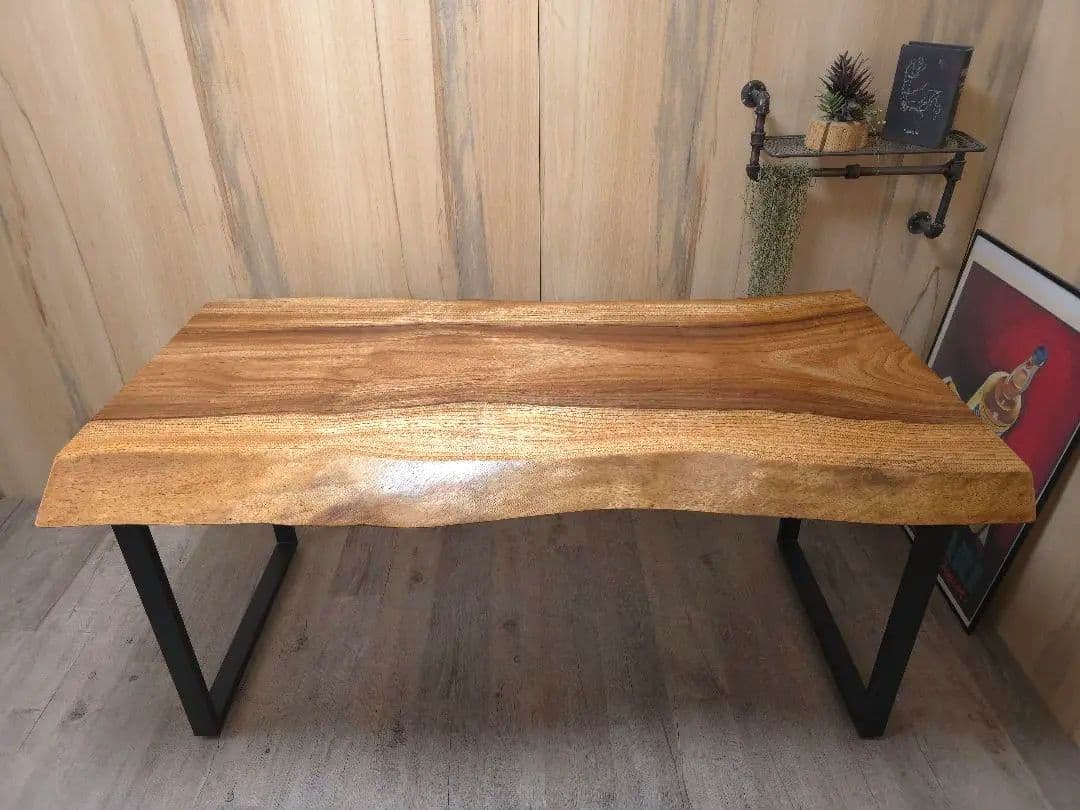 新品 楠 一枚板 ダイニングテーブル アイアン家具 リビングテーブル