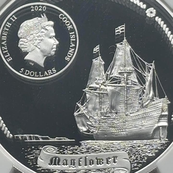 2020 クック諸島 メイフラワー号400周年 5ドル銀貨 PL70
