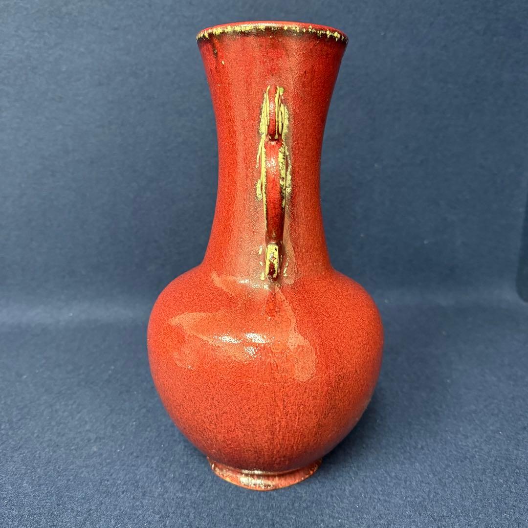 辰砂 花器 花瓶 中国 時代 古玩 当時物 旧家 蔵出 骨董品