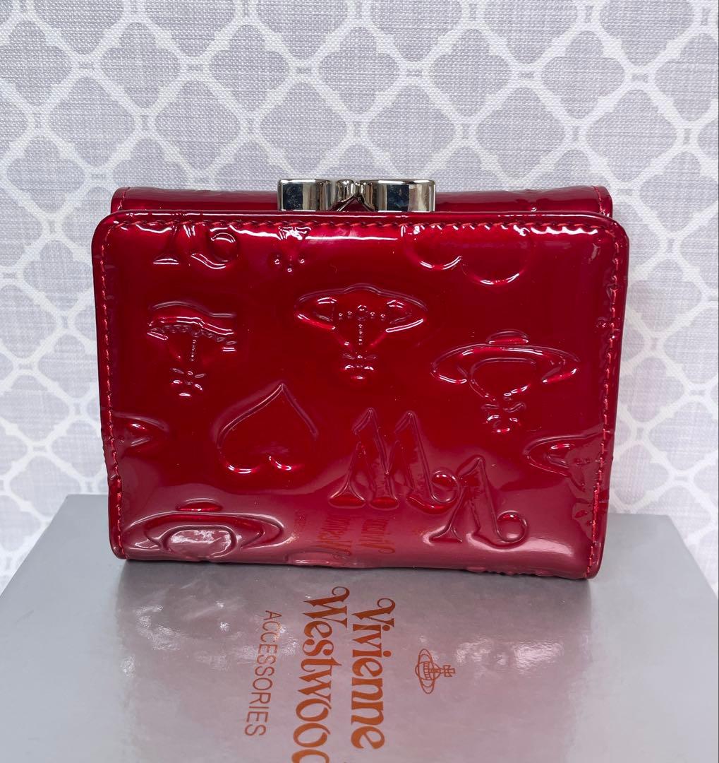 【内側に素敵な柄あり✨️】Vivienne Westwood 3折財布 エナメル赤