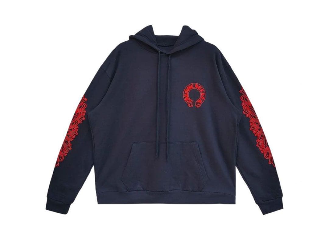 Chrome Hearts Horseshoe Hoodie ネイビー赤