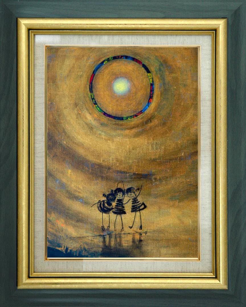 油絵 菅家令子 絵 絵画 インテリア F4-081014 可愛い子供たち 影遊び