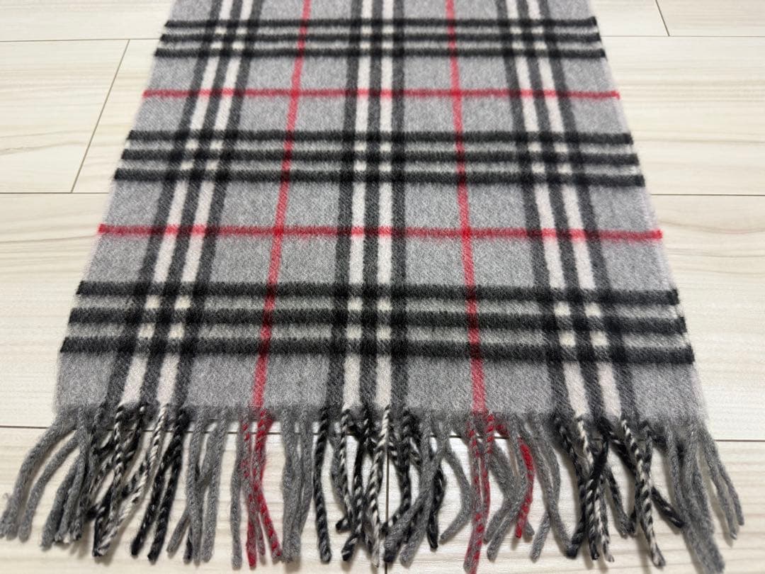 バーバリー　カシミヤ　マフラー　グレー　32cm×146cm