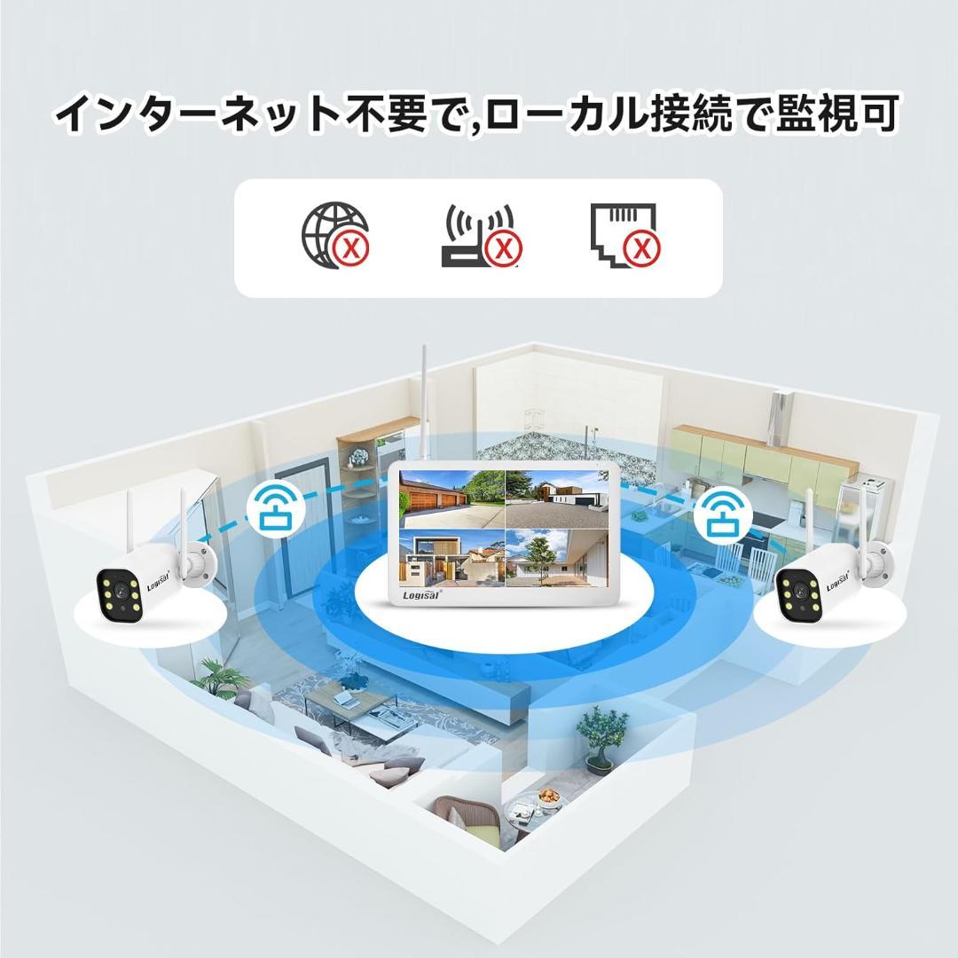 たかな ★最安値★ 防犯カメラ 屋外 2台 モニター付き ワイヤレス 12
