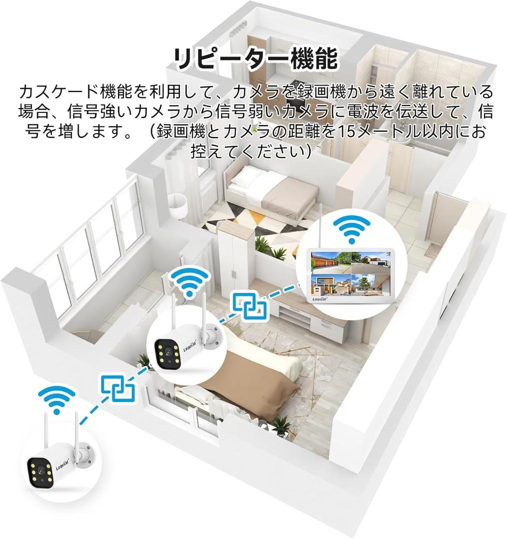 たかな ★最安値★ 防犯カメラ 屋外 2台 モニター付き ワイヤレス 12