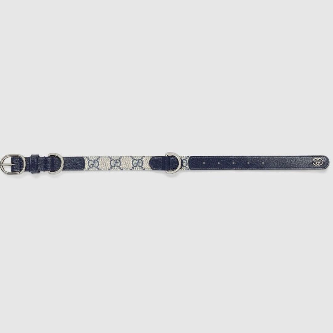 新品 GUCCI グッチ エクストラスモール ペット 首輪 S ベージュブルー