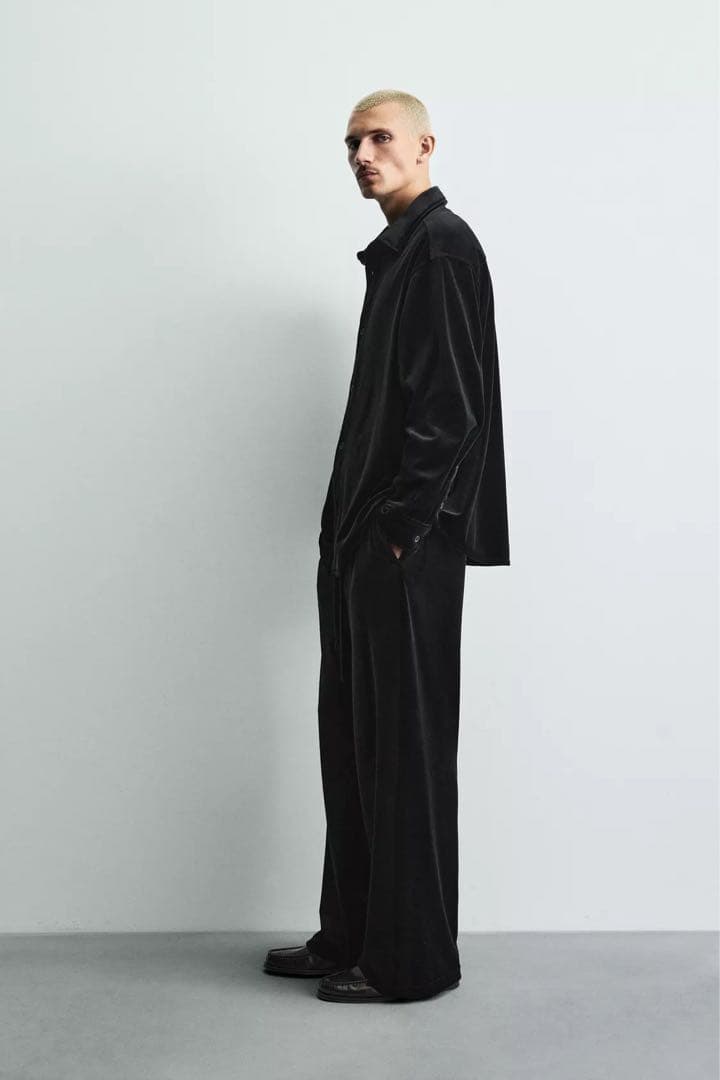 ZARA ザラ ベルベットリラックスフィットシャツジャケット M