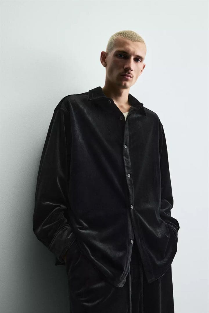 ZARA ザラ ベルベットリラックスフィットシャツジャケット M