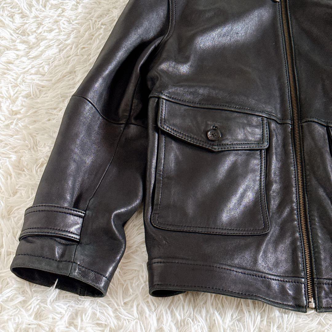 Lサイズ✨ブルックスブラザーズ オールレザージャケット フルジップ 裏地チェック