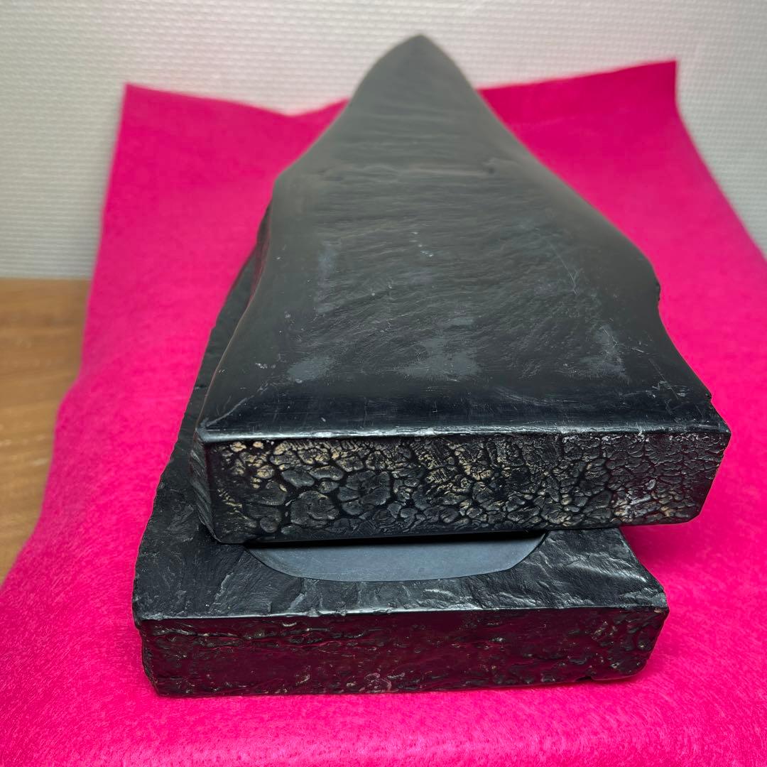 雄勝硯　⭕️杉山唐龍斎　希少なダブル硯(蓋も硯) 30cmの超大型硯