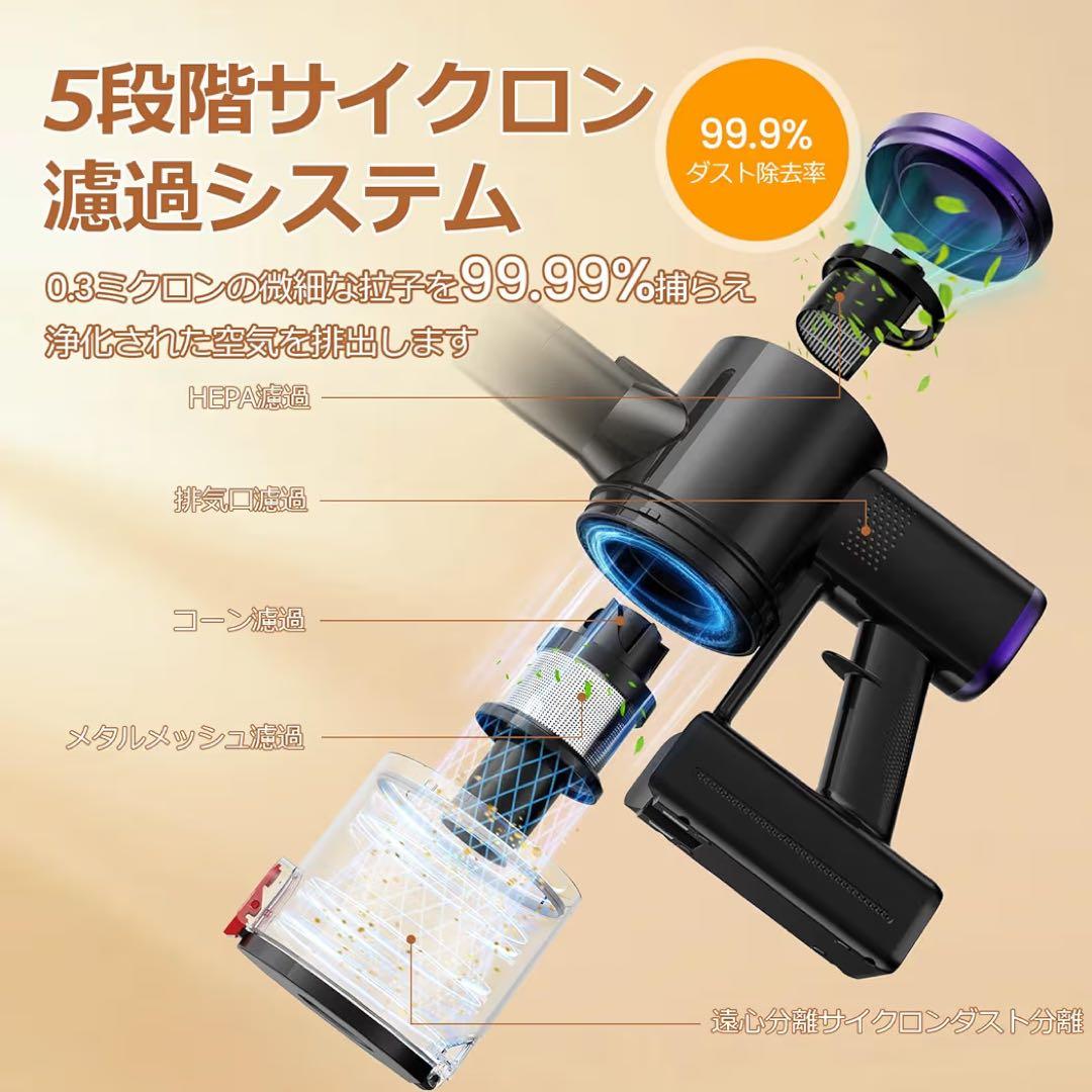 掃除機 コードレス 12月新登場腰痛ゼロ折りたたみ式　70KPa超強力吸引自立式