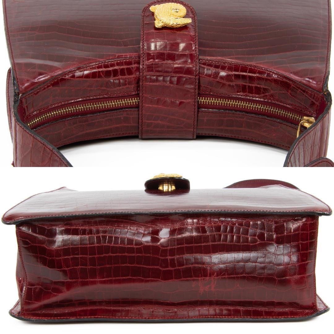 本物 オールドセリーヌ ショルダーバッグ レディース クロコ型押し 赤紫 肩掛け