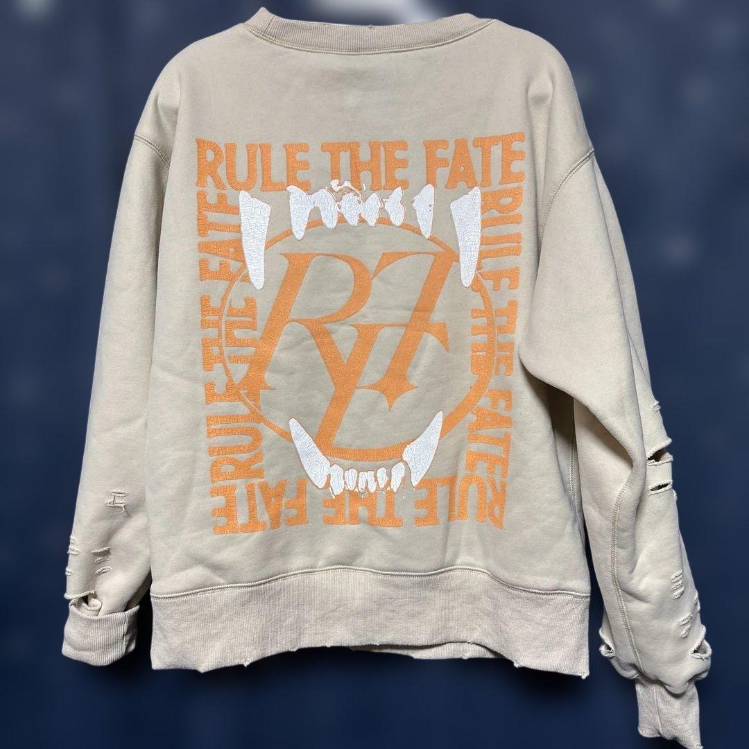 ☆セールRULE THE FATE ダメージ加工 裏起毛スウェット ベージュ
