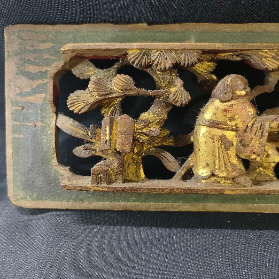 中国清朝骨董 欄間 木彫人物文 古美術 時代物旧家蔵出 蒐集家放出 アンティーク