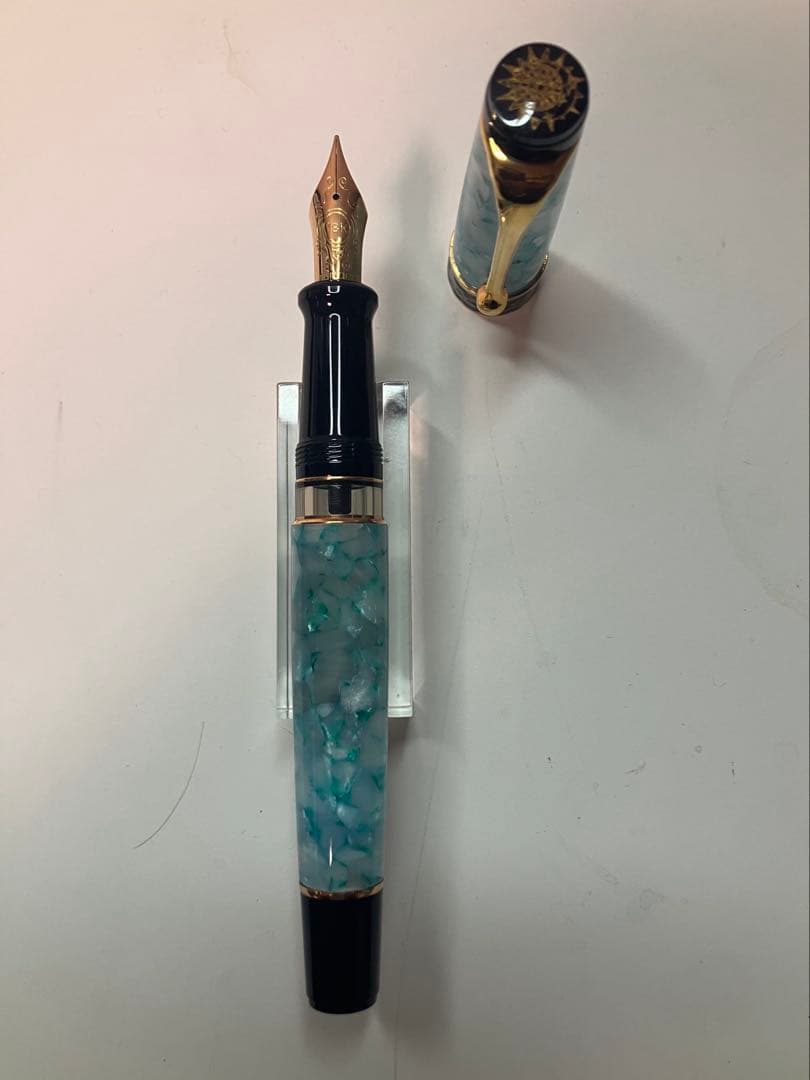 AURORA　アウロラ　オプティマ　日月潭　ブルー/ローズゴールド　F-nib