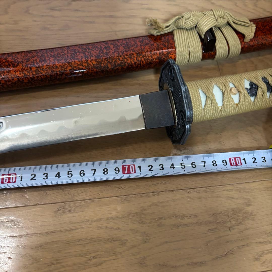 模造刀 美品 伝統的な日本刀スタイルの装飾刀　オレンジ