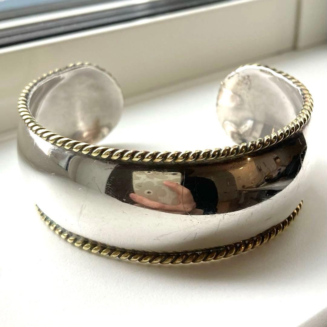 MEXICO カフ ワイドバングル シルバー925 真鍮コンビ ヴィンテージ