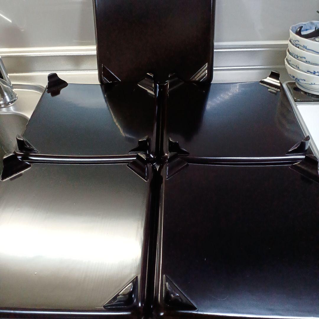 明治初期輪島塗沈金四方膳五客