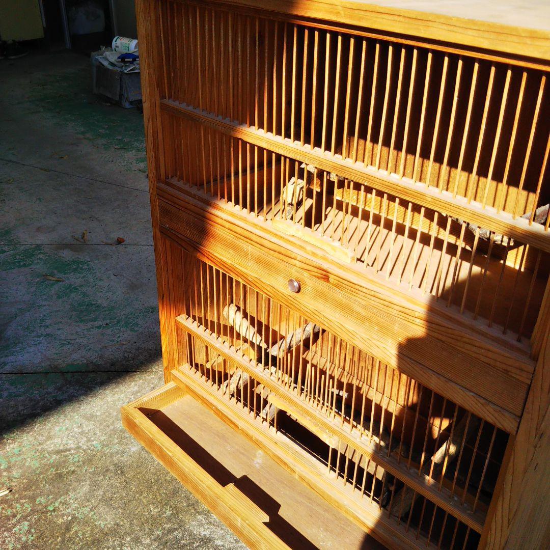 鳥籠 木製の鳥かご　大型 二段作り