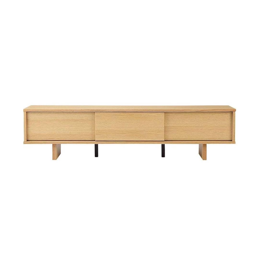 【送料込】　無印良品　廃番　オーク材ＡＶラック薄型（引戸）・幅１５０ｃｍ