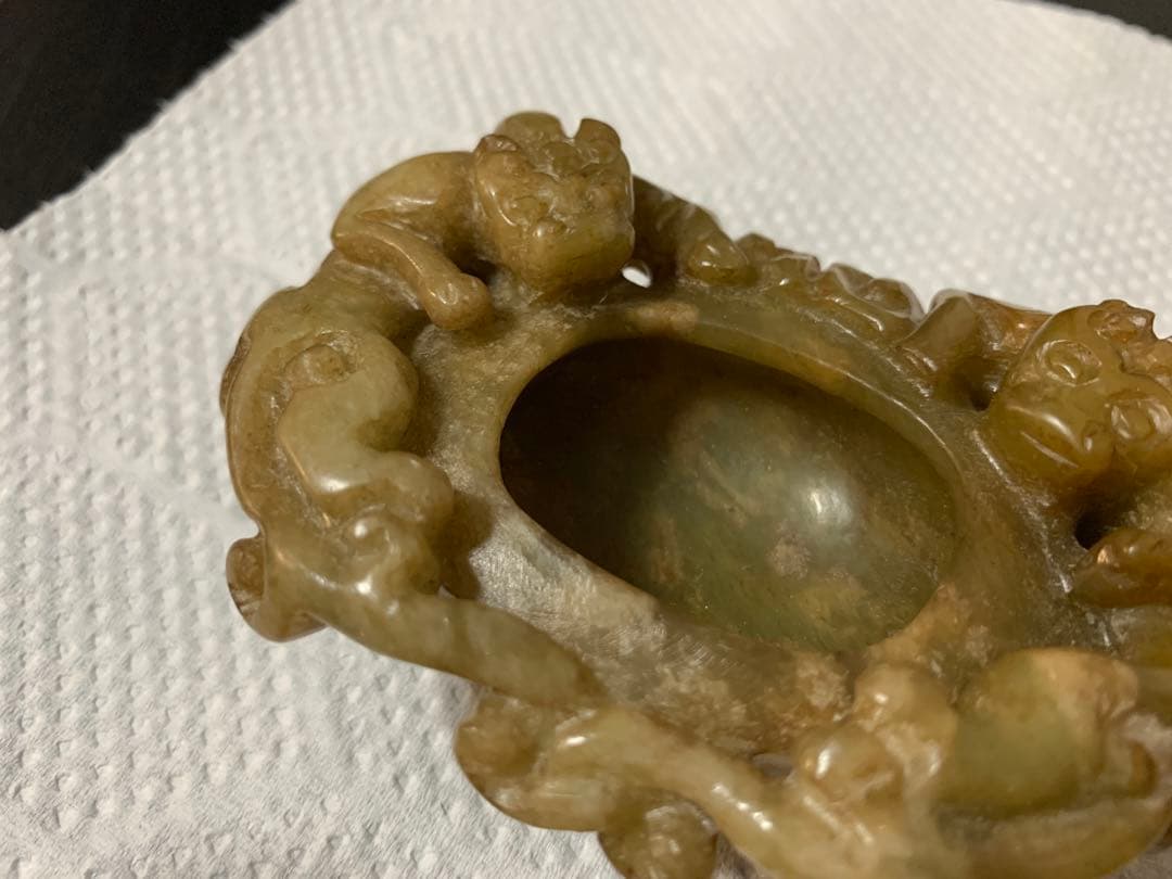 中国 唐物 砡 時代物 漢代龍水盂 玉器 中国美術 骨董品 和田玉 置物 古美術