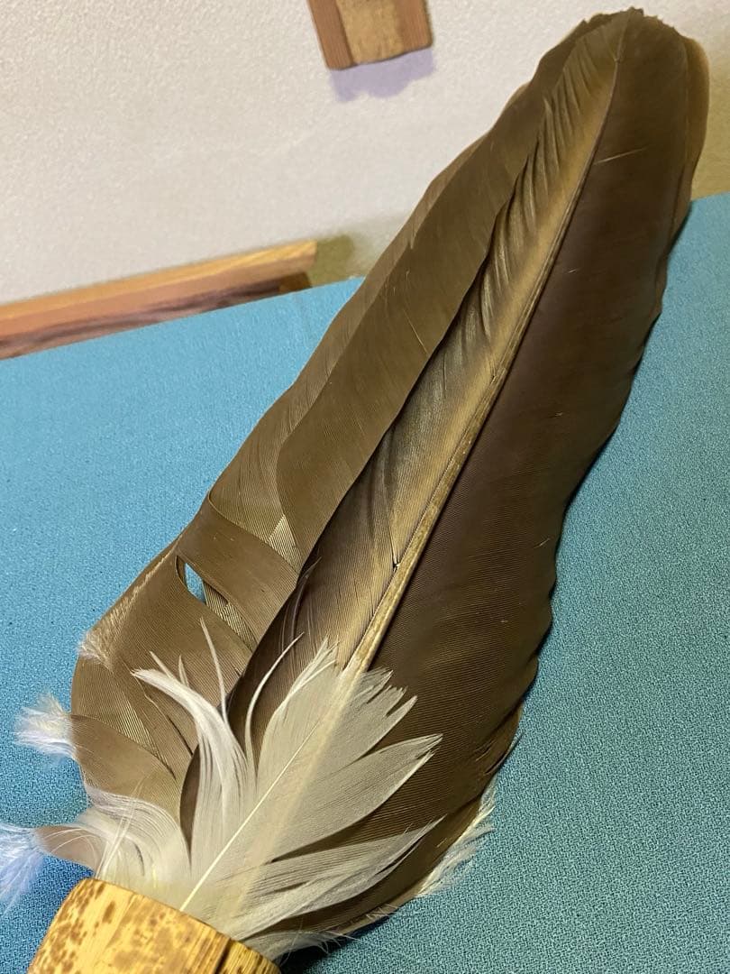 茶道具/座箒 竹皮持手 掴み羽箒 裏千家