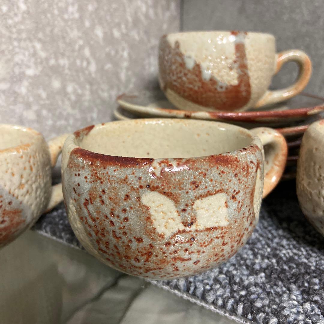 志野焼　北山窯　カップ&ソーサー　5客セット　コーヒーカップ
