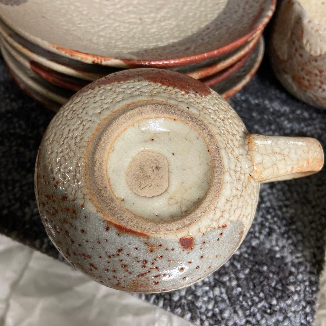 志野焼　北山窯　カップ&ソーサー　5客セット　コーヒーカップ