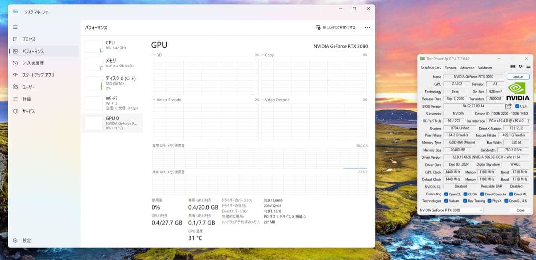 グラフィックボード・グラボ・ビデオカード ASUS GeForce RTX 3080 20GB ROG WHITE