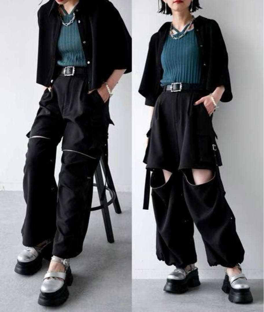 HARE ハレ 2WAYメタルカーゴパンツ　黒　極美品