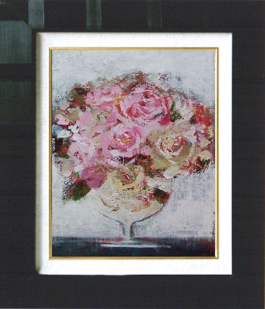 油絵 菅家令子 絵 絵画 インテリア uF6-113102 花 ばら