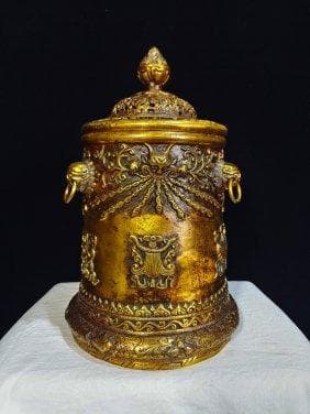 金銅経瓶「八宝瓶」仏教の八宝