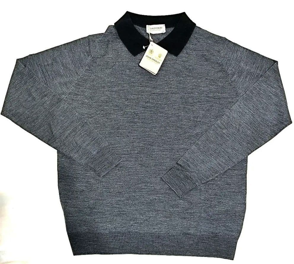 JOHN SMEDLEY ジョンスメドレーバイカラー長袖ニットポロシャツ