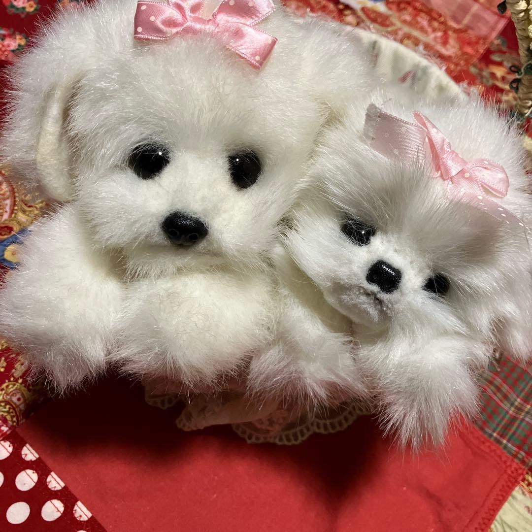 マルチーズぬいぐるみ　犬　白い犬　子犬　わんちゃん　レトロぬいぐるみ犬　リアル