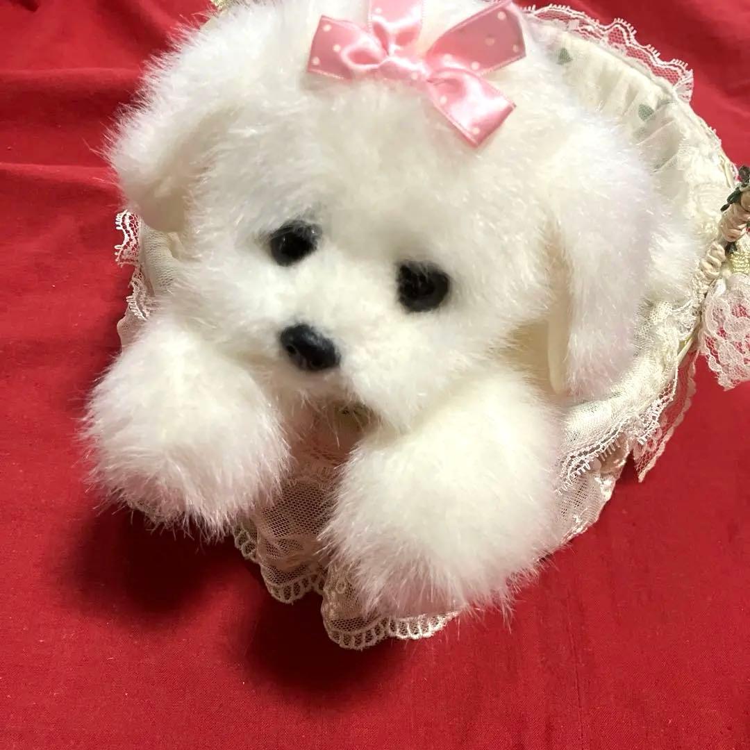 マルチーズぬいぐるみ　犬　白い犬　子犬　わんちゃん　レトロぬいぐるみ犬　リアル